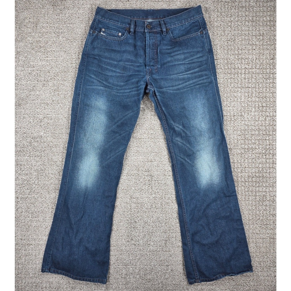 Diesel Ravix 34x32 Mens Blue Denim‎ Bootcut Jeans Made in Italy Size 34